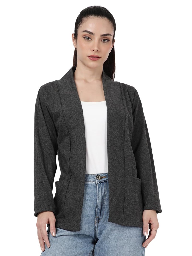 KRYPTIC Women’s Regular Length Cotton Shrug with Side Pockets - Soft Lightweight Layer for Stylish Everyday Wear - Image 1