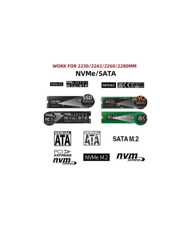 Generic - To NVME M-key M.2 NGFF SATA SSD PCBA Case Combo Type-C & USB3.0 RTL9210B Chipset 2280 / 2260 / 2242 /2230 mm Adapter with hard disk NVMe 1TB - Image 1