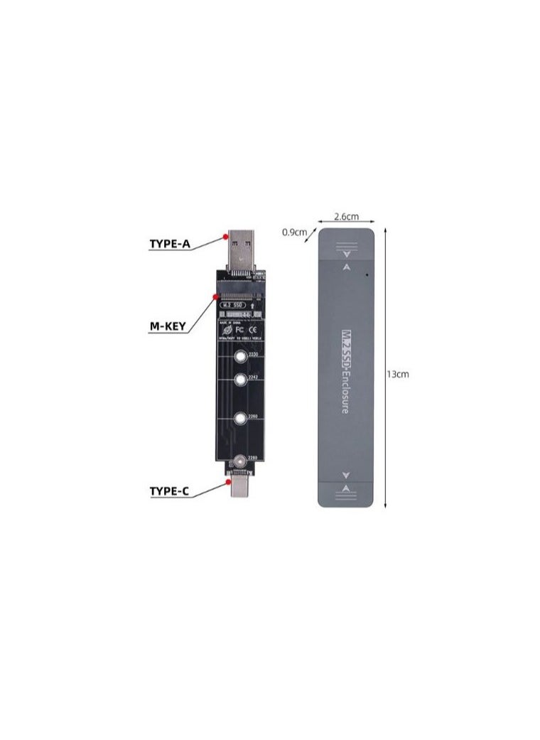Generic - To NVME M-key M.2 NGFF SATA SSD PCBA Case Combo Type-C & USB3.0 RTL9210B Chipset 2280 / 2260 / 2242 /2230 mm Adapter with hard disk NVMe 1TB - Image 1