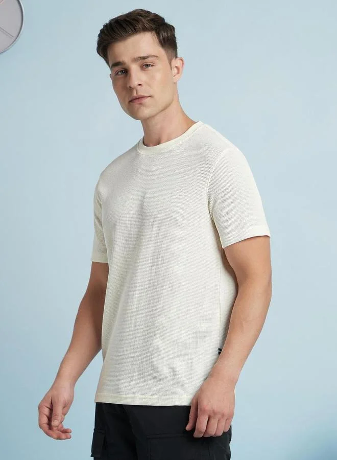Dennis Lingo Dennis lingo Men Textured Regular Fit Cotton Blend T-Shirt