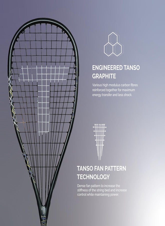 Tanso مضرب اسكواش TANSO Mirai 120 مصنوع بالكامل من الجرافيت عالي الأداء وخفيف الوزن للغاية من ألياف الكربون مع غطاء كامل مجاني لمضرب الاسكواش (120 جرام، شكل رأس دمعة، نمط مروحة متكيف) - Image 3