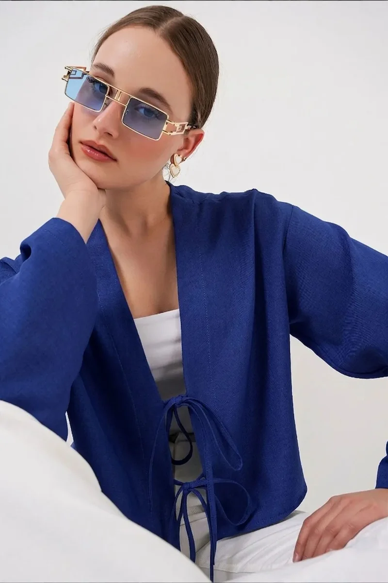 بيغ دارت BDART Viscose Blend V-Neck Long Sleeve Kimono with Binding Detail