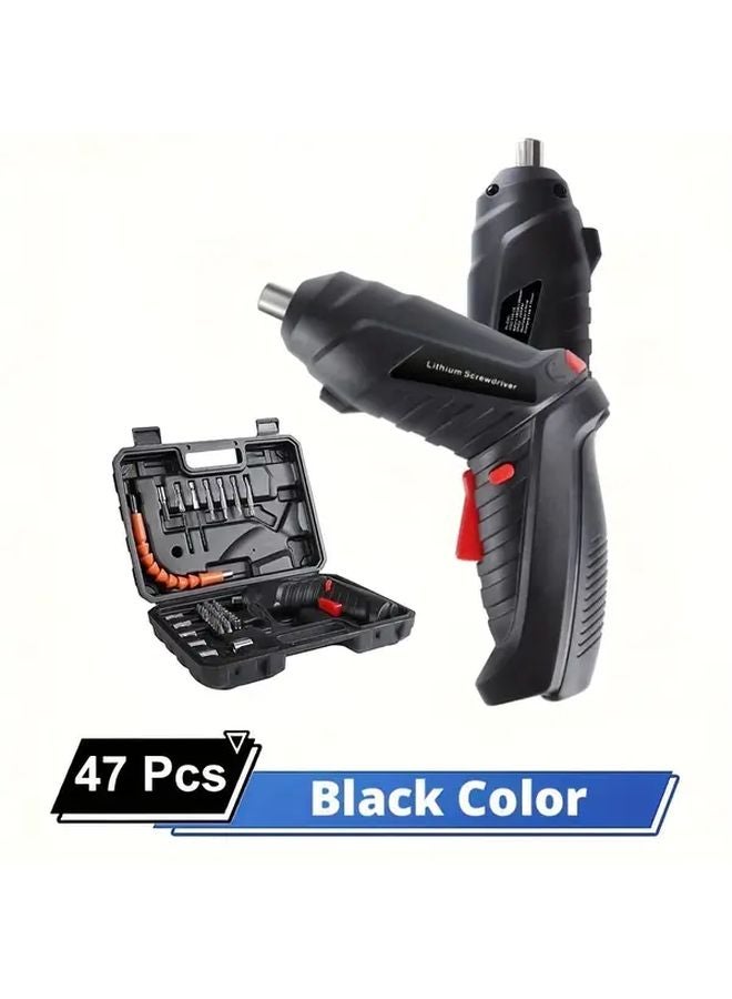 47pcs Rechargeable Cordless Electric Screwdriver Tool Set With Power Impact Drill - Image 1