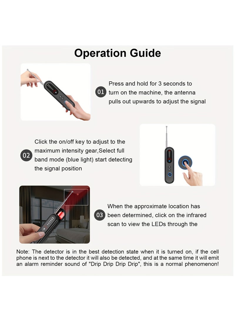 Boyi - Hidden Camera Detector, 2024 Anti-Spy Camera Detector, Hidden Device GPS Detector, Bug Detector, Rf Wireless Signal Scanner, Camera Detector for Hotels, Home, Office, 5 Levels Sensitivity (Black) - Image 1