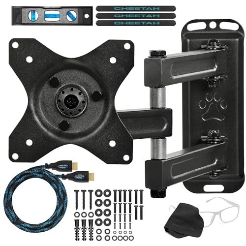 Cheetah TV Monitor Wall Mount for 12-49 Inch TVs up to 40lbs VESA 100x100mm, with 10ft HDMI Cable, TouchAdjust- Simply Grab, Adjust, Release Full Motion Swivel Tilt Bracket, Low Profile & Extends 15" - Image 1