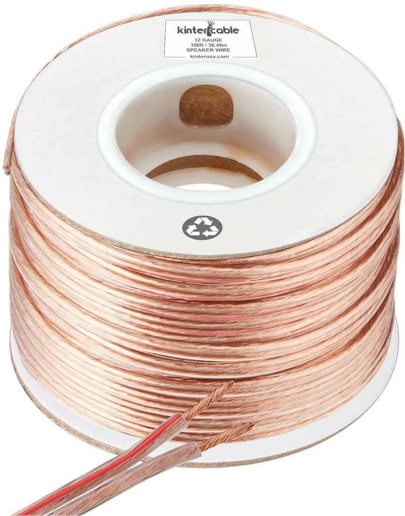 Kinter Cable 100ft 12-Gauge Audio Stereo Speaker Wire 30.48 Meters 2 Conductor Polarity Marked Clear PVC, CCA, Spool in Box, for Home Theater, HiFi, Surround, Car Audio, 105 High Strand Count (.2 OD) - Image 4
