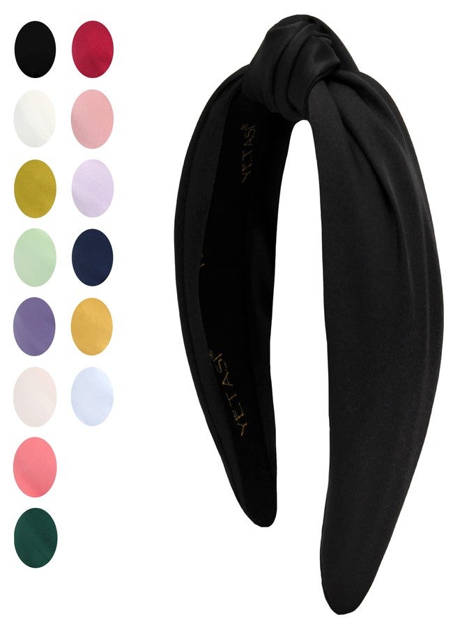 YETASI Black Headbands for Women, Elegant Satin Knotted Headband for Women Made of Non-Slip Silk Quality Fabric, Top Knot Head band is Womens Silk Headbands Fashion Designer - Image 2