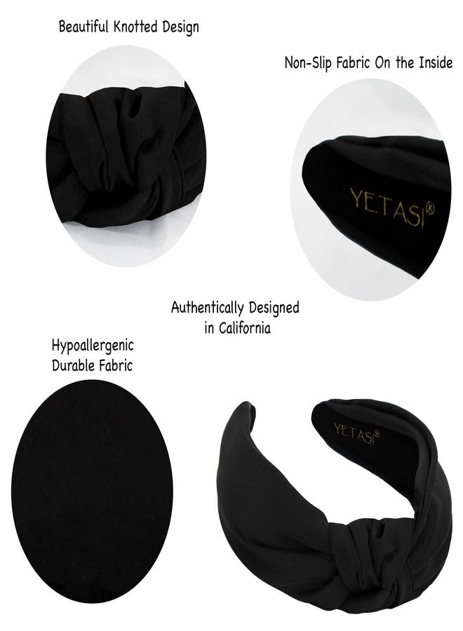 YETASI Black Headbands for Women, Elegant Satin Knotted Headband for Women Made of Non-Slip Silk Quality Fabric, Top Knot Head band is Womens Silk Headbands Fashion Designer - Image 4