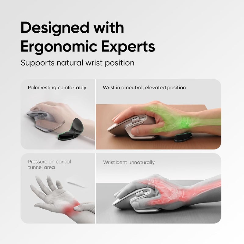 Frido دعامة معصم الفأرة (اليد اليسرى) | وسادة معصم انزلاقية ناعمة لتخفيف آلام المعصم ومتلازمة النفق الرسغي | للاستخدام مع اللابتوب، المكتب والألعاب | وسادة معصم تناسب جميع الأحجام للفأرة ولوحة المفاتيح - Image 5