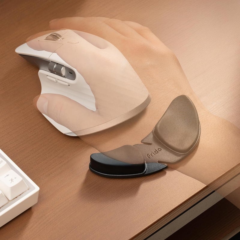 Frido دعامة معصم الفأرة (اليد اليسرى) | وسادة معصم انزلاقية ناعمة لتخفيف آلام المعصم ومتلازمة النفق الرسغي | للاستخدام مع اللابتوب، المكتب والألعاب | وسادة معصم تناسب جميع الأحجام للفأرة ولوحة المفاتيح - Image 1