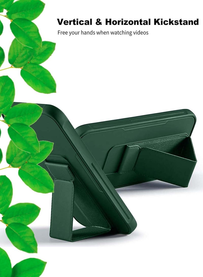 دبليو تيك Honor 200 Pro 5G 2024 مقبض يد مغناطيسي قابل للطي مع حزام معصم وقبضة إصبع مع غطاء حماية مدمج لشفاه الكاميرا الحديثة - أخضر داكن - Image 5