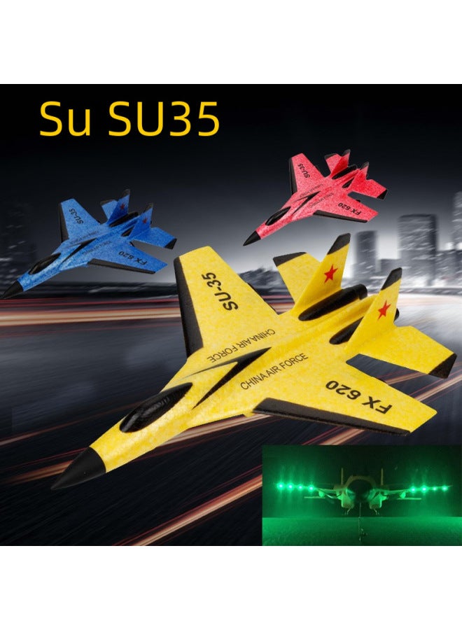 Su35 Glider Fx620 Fighter Remote Control Foam Airplane Light Fixed Wing Aviation Model Toy Airplane-Color:Yellow With Lamp - Image 2