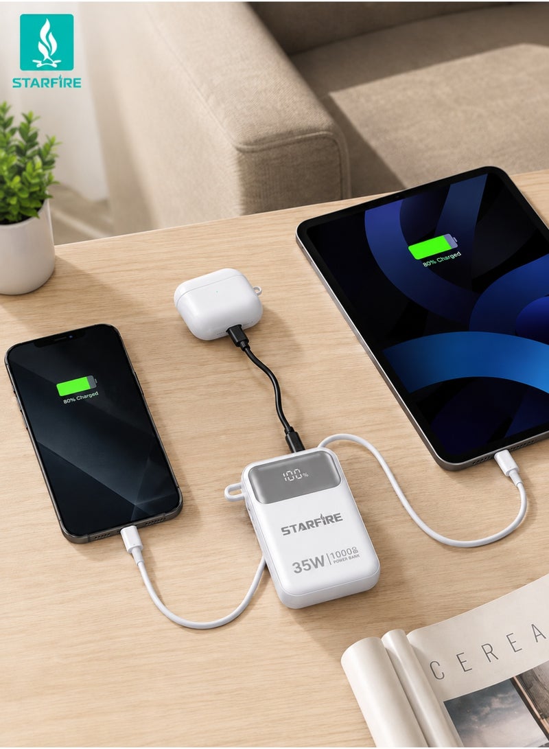 STARFIRE 10000mAh 35W Fast Charging Power Bank with Built-in Type-C & Lightning Cables, LED Digital Display, Compact Portable Charger with USB-A to Type-C Cable，iPhone 17 / 17 Pro / 17 Pro Max / iPhone Air / 16 / 15 / 14 / 13 / 12 Series, Samsung Galaxy S25 / S24 / S23 / S22, iPad, Xiaomi, OnePlus, Huawei - Image 5