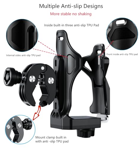 Kewig Anti-Theft Motorcycle Cup Holder, Extra Large Adjustable Size Bike Water Bottle Holder for 1.95 – 3.6" Diameter Bottles, Motorcycle Drink Holder for Stroller, Moto, Bicycle, Scooter, Wheelchair - Image 2