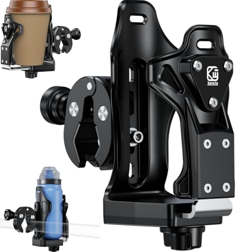 Kewig Anti-Theft Motorcycle Cup Holder, Extra Large Adjustable Size Bike Water Bottle Holder for 1.95 – 3.6" Diameter Bottles, Motorcycle Drink Holder for Stroller, Moto, Bicycle, Scooter, Wheelchair - Image 1