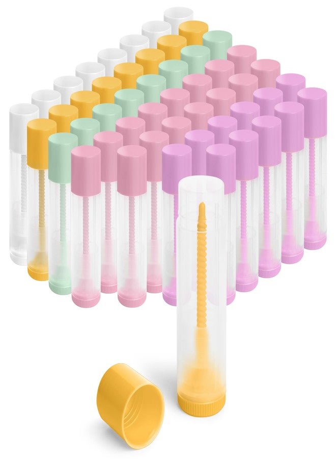 JuLand 50 Pack Empty Lip Balm Containers Bulk 5.5ml - Clear Twist-Up Tubes with Multi-Colored Caps, Refillable Chapstick Tube for DIY Lip Balm Making - Image 1