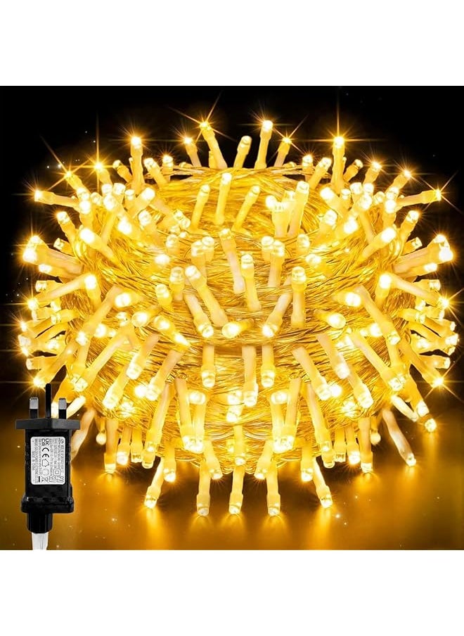 The Bros 20M/200LED UK Plug String Fairy Lights, 8 Lighting Modes, Timer Function, Indoor Outdoor White Lamp for Christmas Tree Party Wedding Garden  - Image 1