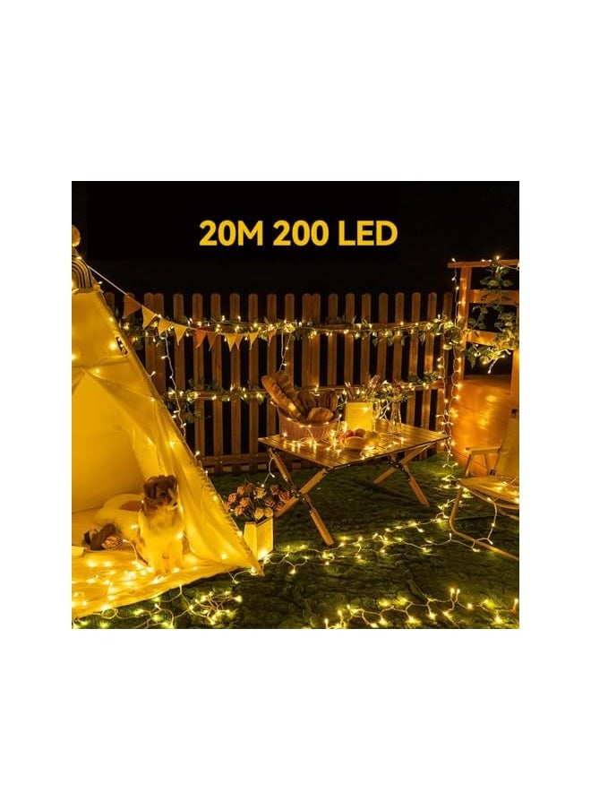 The Bros 20M/200LED UK Plug String Fairy Lights, 8 Lighting Modes, Timer Function, Indoor Outdoor White Lamp for Christmas Tree Party Wedding Garden  - Image 3