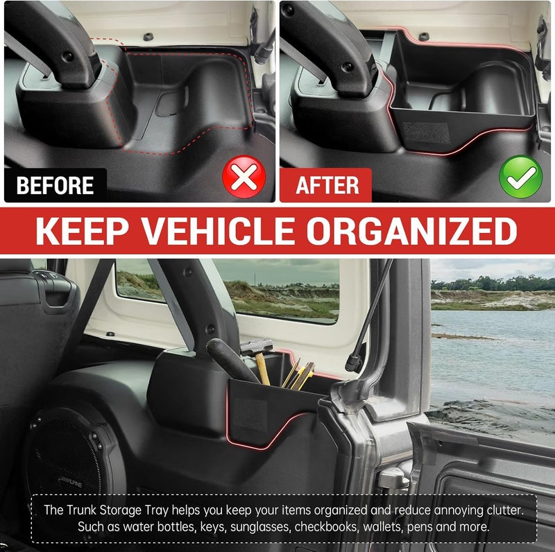 Utiiy Wheel Well Storage Bin for 2024+ Jeep Wrangler JL JLU 4XE - Rear Trunk Side Storage Box Cargo Organizer - Image 4