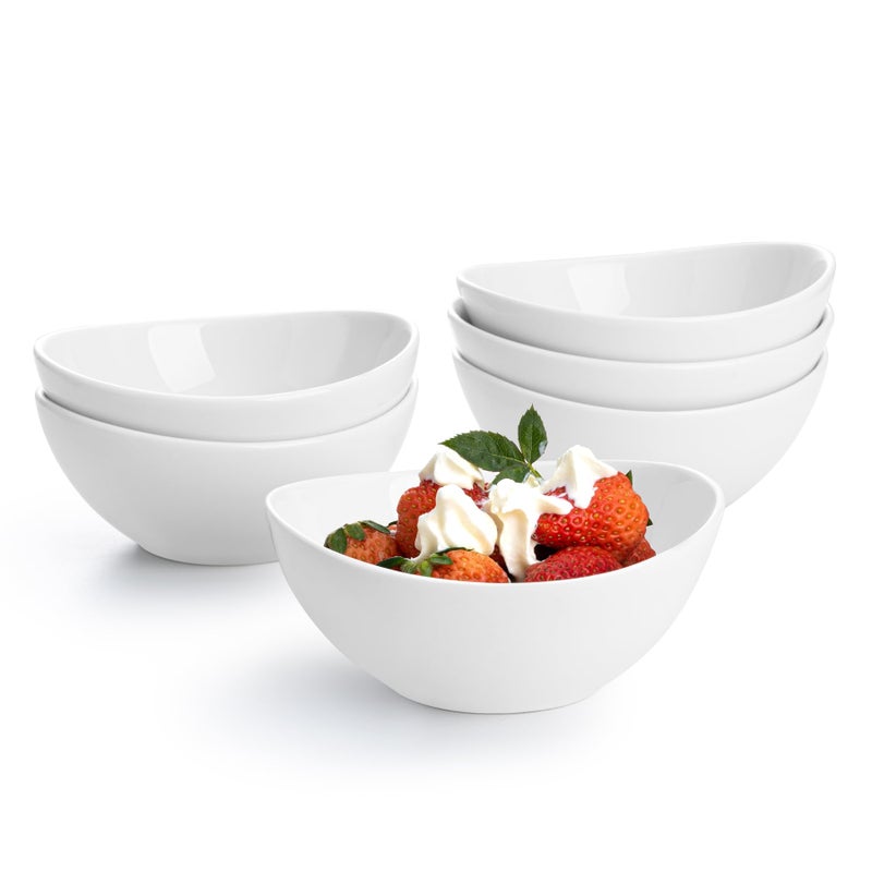 Sweese 5 Inch Porcelain Small 10 oz Bowls Set of 6 for Dessert  Ice cream  Soup  Rice  Fruits  Small Portions  Microwave Dishwasher and Oven Safe  White