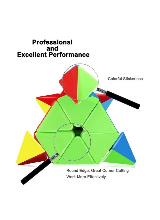 D ETERNAL Pyraminx Pyramid 3X3X3 Triangle Cube 3X3 High Speed Stickerless Puzzle Cube Game Toy, Multicolor, Kids and Professionals