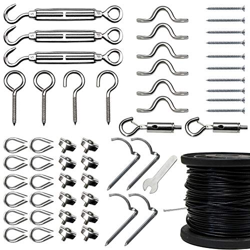 YQL YQL Outdoor Lights Hanging Kit,Globe String Lights Suspension Kit,164ft Black Vinyl-Coated 304 Stainless Steel  - Image 1