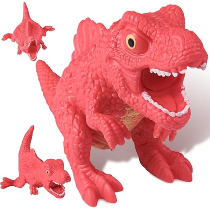 AiSiXin Dinosaur Stress Balls for Adults (Red), Dinosaur Spinosaurus Squishy Toys for Kids, Dinosaur Squishy Fidget Toys, Dinosaur Sand Filled Stretchy Stress Relief Squeeze Toy, Kids Party Favors - Image 1