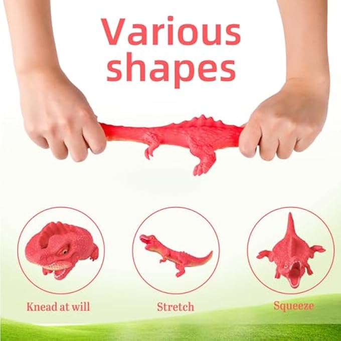 AiSiXin Dinosaur Stress Balls for Adults (Red), Dinosaur Spinosaurus Squishy Toys for Kids, Dinosaur Squishy Fidget Toys, Dinosaur Sand Filled Stretchy Stress Relief Squeeze Toy, Kids Party Favors - Image 3
