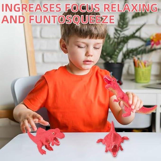 AiSiXin Dinosaur Stress Balls for Adults (Red), Dinosaur Spinosaurus Squishy Toys for Kids, Dinosaur Squishy Fidget Toys, Dinosaur Sand Filled Stretchy Stress Relief Squeeze Toy, Kids Party Favors - Image 4