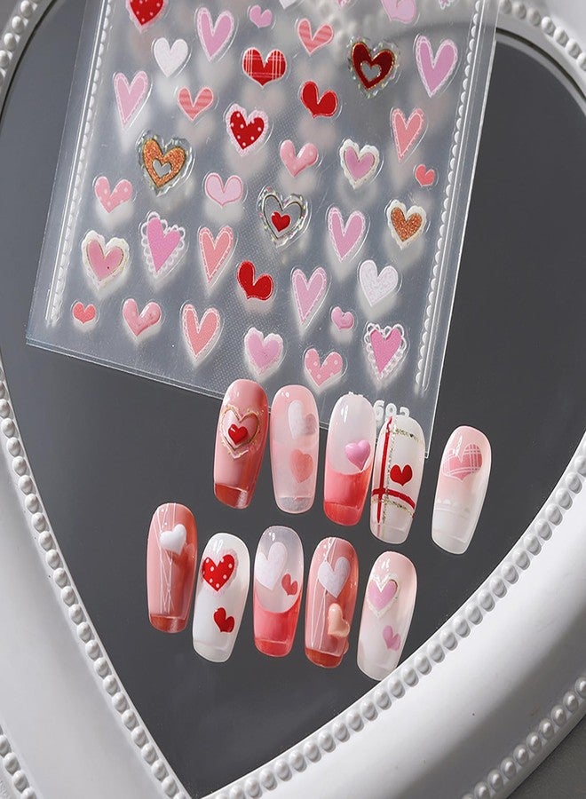 ZEYER Valentine's Day Nail Stickers for Nail Art - Red Pink Heart Nail Art Stickers Romantic Valentine's Day 3D Nail Decals Self-Adhesive Nail Art Supplies Manicure Flower Stickers for Nails Art Decoratio - Image 1
