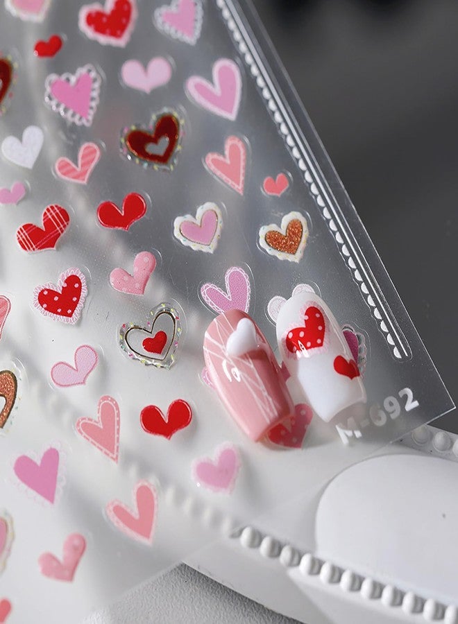 ZEYER Valentine's Day Nail Stickers for Nail Art - Red Pink Heart Nail Art Stickers Romantic Valentine's Day 3D Nail Decals Self-Adhesive Nail Art Supplies Manicure Flower Stickers for Nails Art Decoratio - Image 3