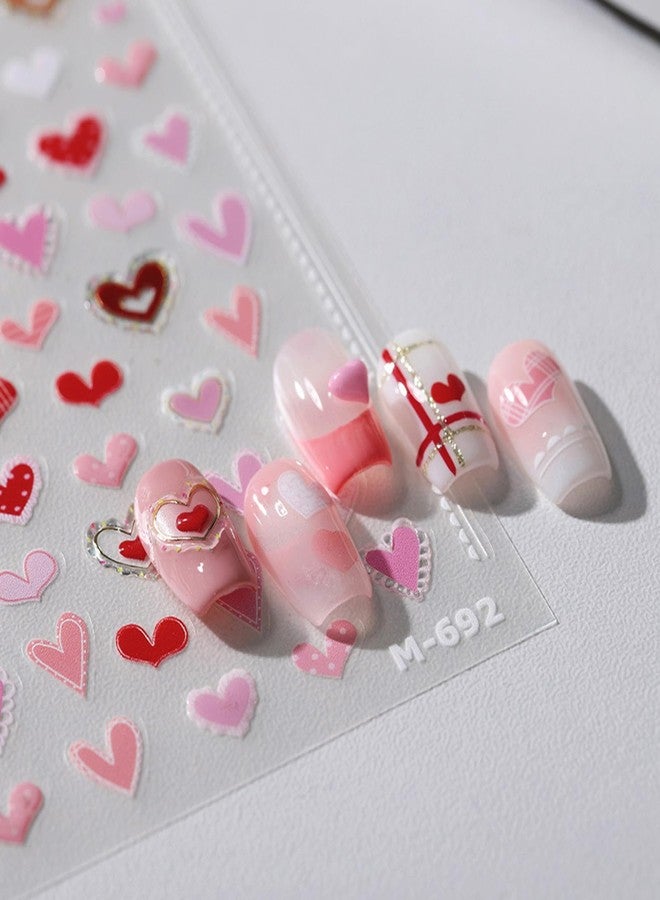 ZEYER Valentine's Day Nail Stickers for Nail Art - Red Pink Heart Nail Art Stickers Romantic Valentine's Day 3D Nail Decals Self-Adhesive Nail Art Supplies Manicure Flower Stickers for Nails Art Decoratio - Image 2