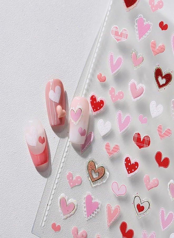ZEYER Valentine's Day Nail Stickers for Nail Art - Red Pink Heart Nail Art Stickers Romantic Valentine's Day 3D Nail Decals Self-Adhesive Nail Art Supplies Manicure Flower Stickers for Nails Art Decoratio - Image 5