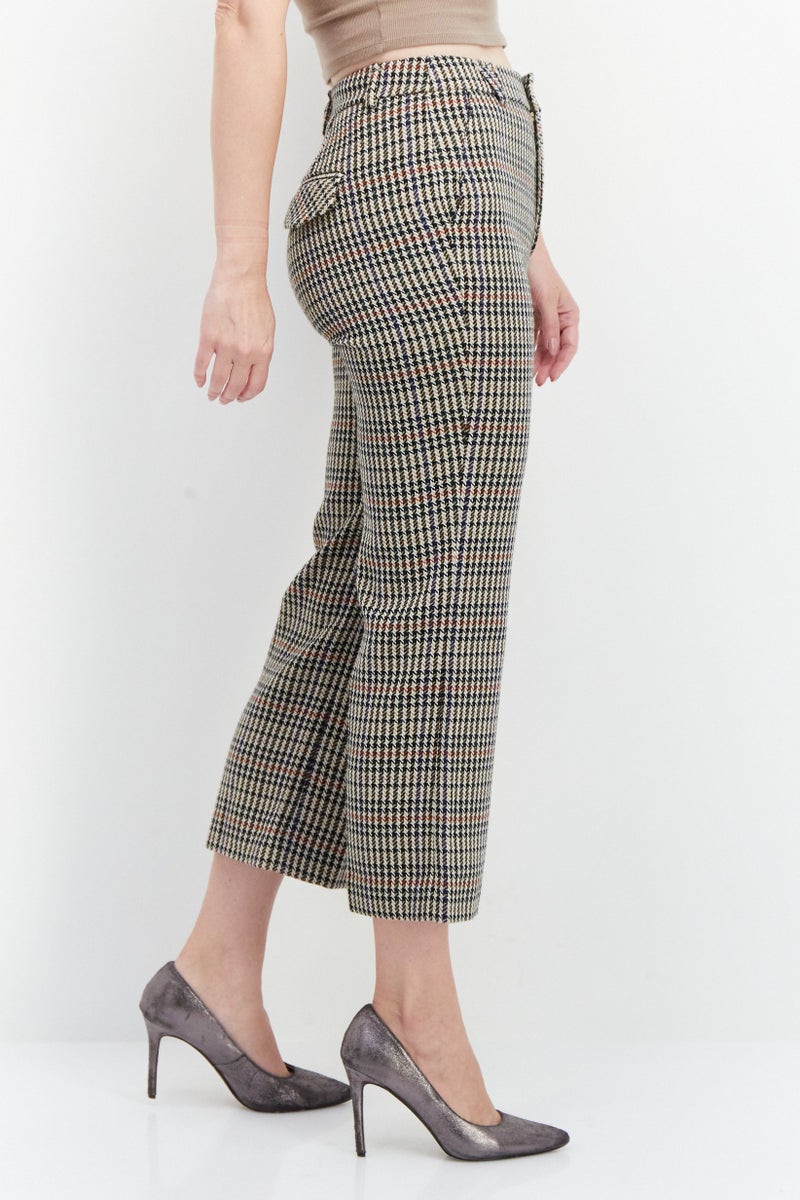 ONLY Women Regular Fit Textured Pants, Tan Combo  - Image 4