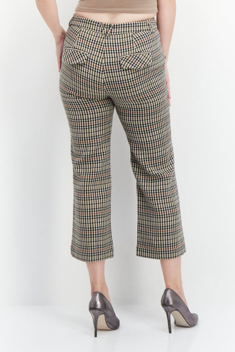 ONLY Women Regular Fit Textured Pants, Tan Combo  - Image 2