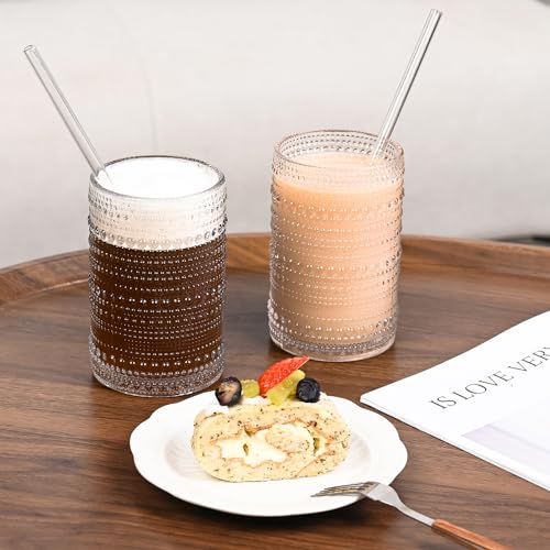 Amyoole 15oz Hobnail Drinking Glasses Set of 6,Clear Vintage Glassware Embossed Water Tumbler,Cocktail Glass Cups for Beer,Whiskey,Juice and Various Mixed Drinks - Image 5