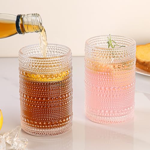 Amyoole 15oz Hobnail Drinking Glasses Set of 6,Clear Vintage Glassware Embossed Water Tumbler,Cocktail Glass Cups for Beer,Whiskey,Juice and Various Mixed Drinks - Image 4