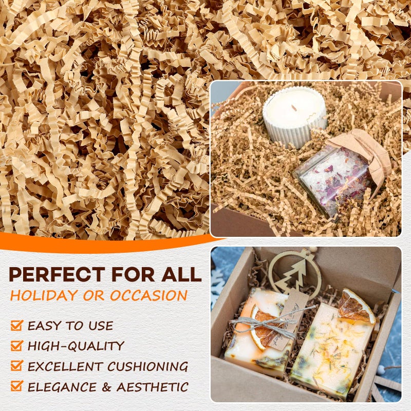 RowinsyDD 3LB Kraft Crinkle Paper Filler, Brown Cut Shredded Paper for Gift Baskets Packaging Wrapping Cushion Stuffing Box Filler for Easter Christmas Wedding Birthday Bridesmaid - Image 2