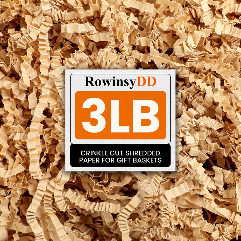 RowinsyDD 3LB Kraft Crinkle Paper Filler, Brown Cut Shredded Paper for Gift Baskets Packaging Wrapping Cushion Stuffing Box Filler for Easter Christmas Wedding Birthday Bridesmaid - Image 1