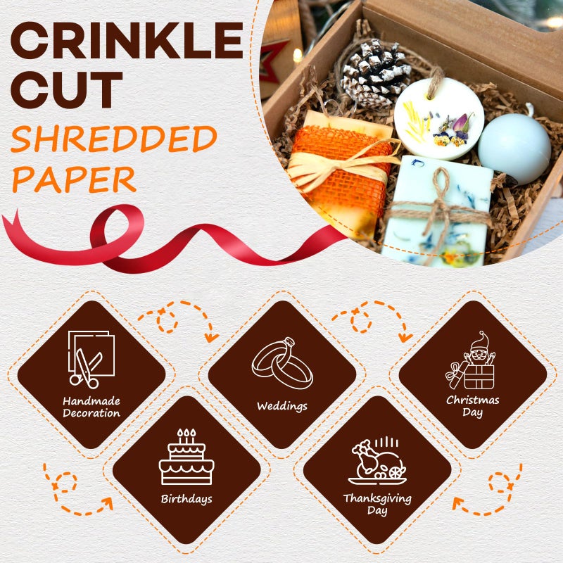 RowinsyDD 3LB Kraft Crinkle Paper Filler, Brown Cut Shredded Paper for Gift Baskets Packaging Wrapping Cushion Stuffing Box Filler for Easter Christmas Wedding Birthday Bridesmaid - Image 4