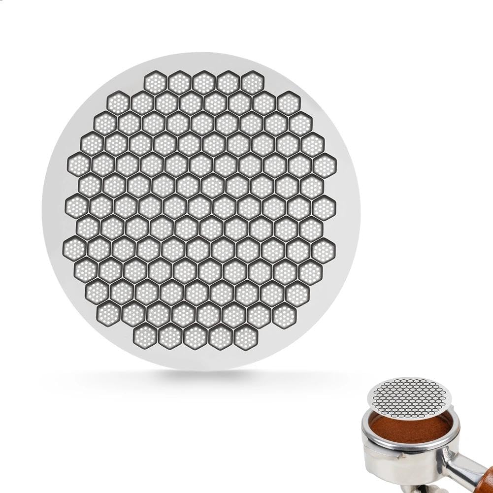 58.35mm Espresso Puck Screen Reusable Coffee Filter Screen | 316 Food Grade Stainless Steel, 0.8mm Ultra Thin Mesh, Even Extraction, Easy Clean, Fits 58mm Portafilter Baskets, Honeycomb
