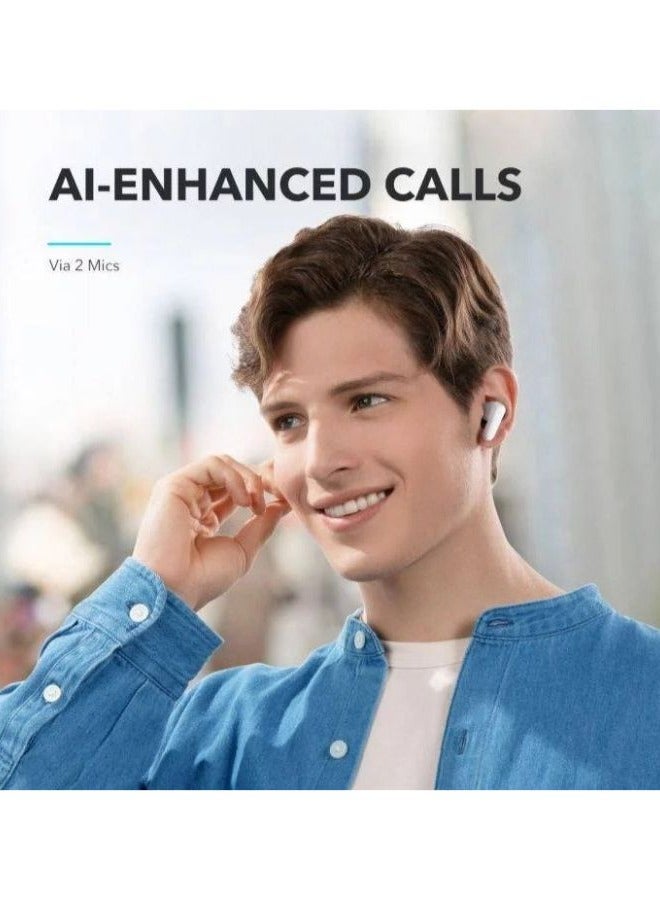 ساوند كور سماعات أذن Soundcore من Anker R50i True Wireless مقاس 10 مم مع صوت جهير كبير، وبلوتوث 5.3، ووقت تشغيل 30 ساعة، ومقاومة للماء IPX5، ومكالمات واضحة بتقنية الذكاء الاصطناعي مع 2 ميكروفون، و22 مُعادل صوت مُسبق عبر التطبيق باللون الأبيض - Image 5
