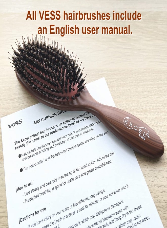 VESS Excel Mix Cushion Hair Brush EXC-1500 9 Row Round Type-English User Manual included-Made in Japan - Image 3