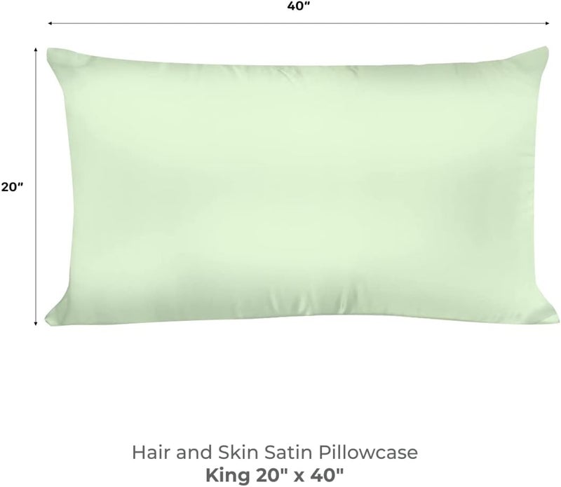 Spasilk Satin Pillowcase for Hair and Face, Satin Pillowcase, King Sized - Sage Pillowcase - Image 2