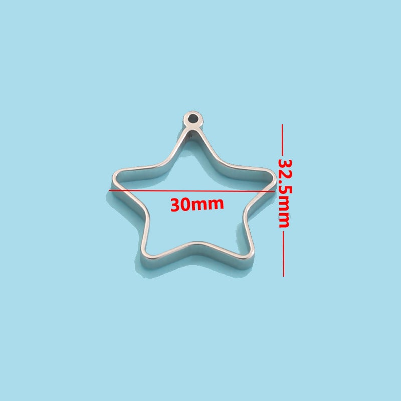 Stainless Steel Polished Geometry Pendant DIY Frame Five-pointed star [single about 2g]] 