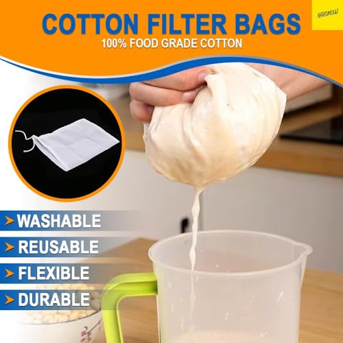 Karomouj Cheese Cloth Pack of 3 | Cotton Muslin Cloth Bag for Paneer, Curd, Sprouts, Juice, and Nut Milk Bags | Reusable Muslin Filter Cloth & Strainer Cloth for Kitchen Use - Image 4