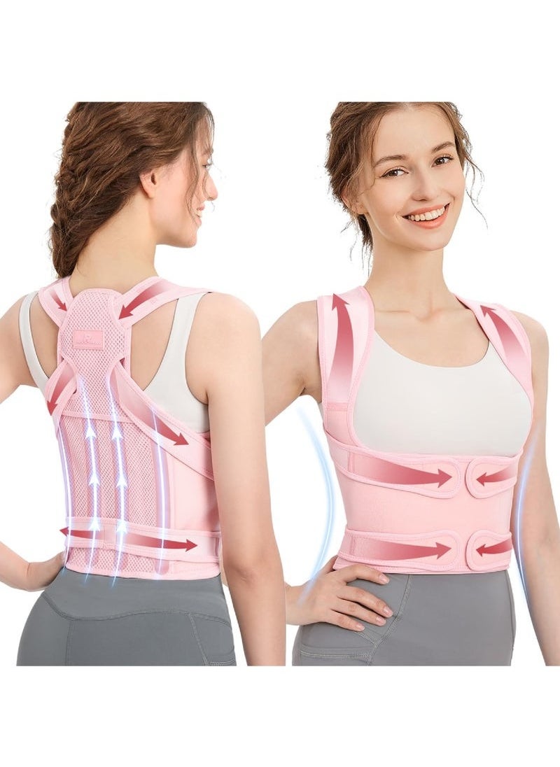 Gonice Back Brace Posture Corrector for Women Shoulder Straightener Adjustable Full Back Support Upper and Lower Back Pain Relief - Scoliosis Hunchback Hump Thoracic Spine Corrector PinK  - Image 1