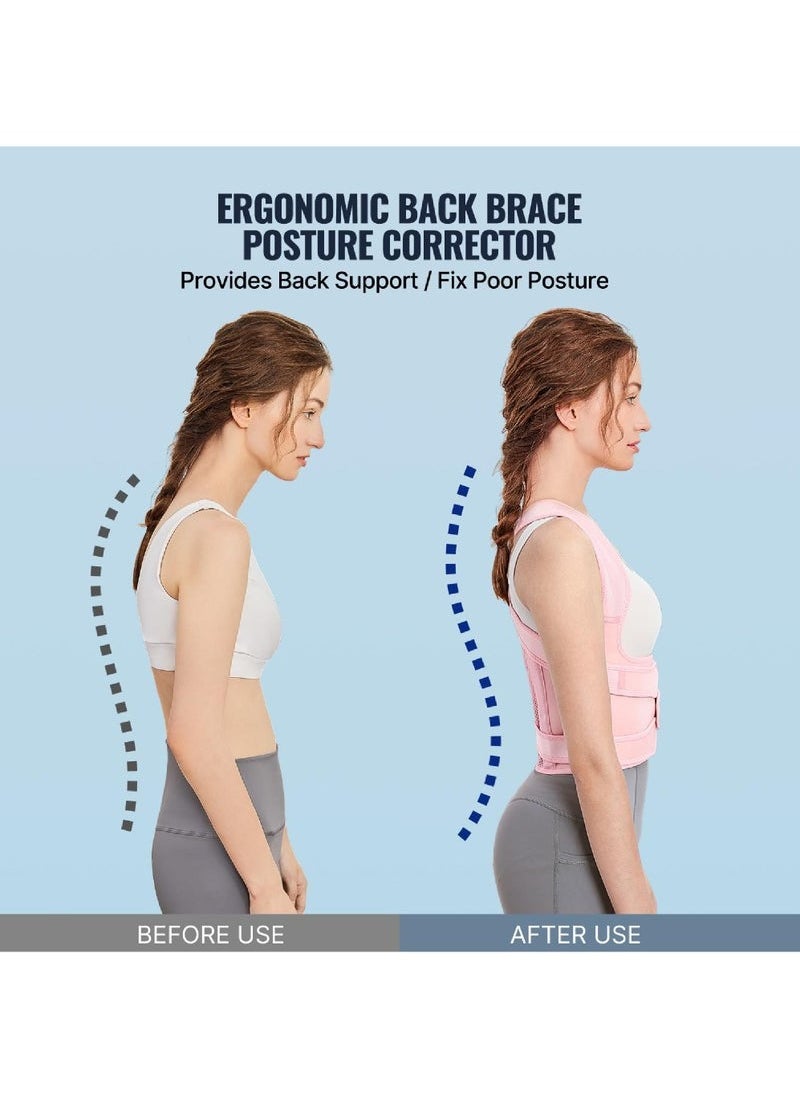 Gonice Back Brace Posture Corrector for Women Shoulder Straightener Adjustable Full Back Support Upper and Lower Back Pain Relief - Scoliosis Hunchback Hump Thoracic Spine Corrector PinK  - Image 4