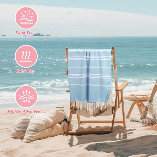YSYJ 12 Pack Turkish Beach Towel Oversized Beach Towels 36"x71"Turkish Towel Soft Sand Free Quick Dry Lightweight Beach Towel Bath Towels Blue - Image 3