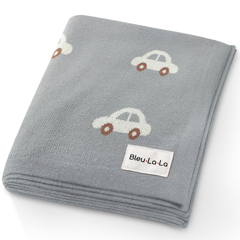 Baby Swaddle Blanket for Boys  100 Oeko Tex Certified Natural Cotton Buttery Soft Cozy Receiving Swaddle Crib Stroller Blanket for Shower Gift Registry for Newborns Infants Toddlers Cars  Grey